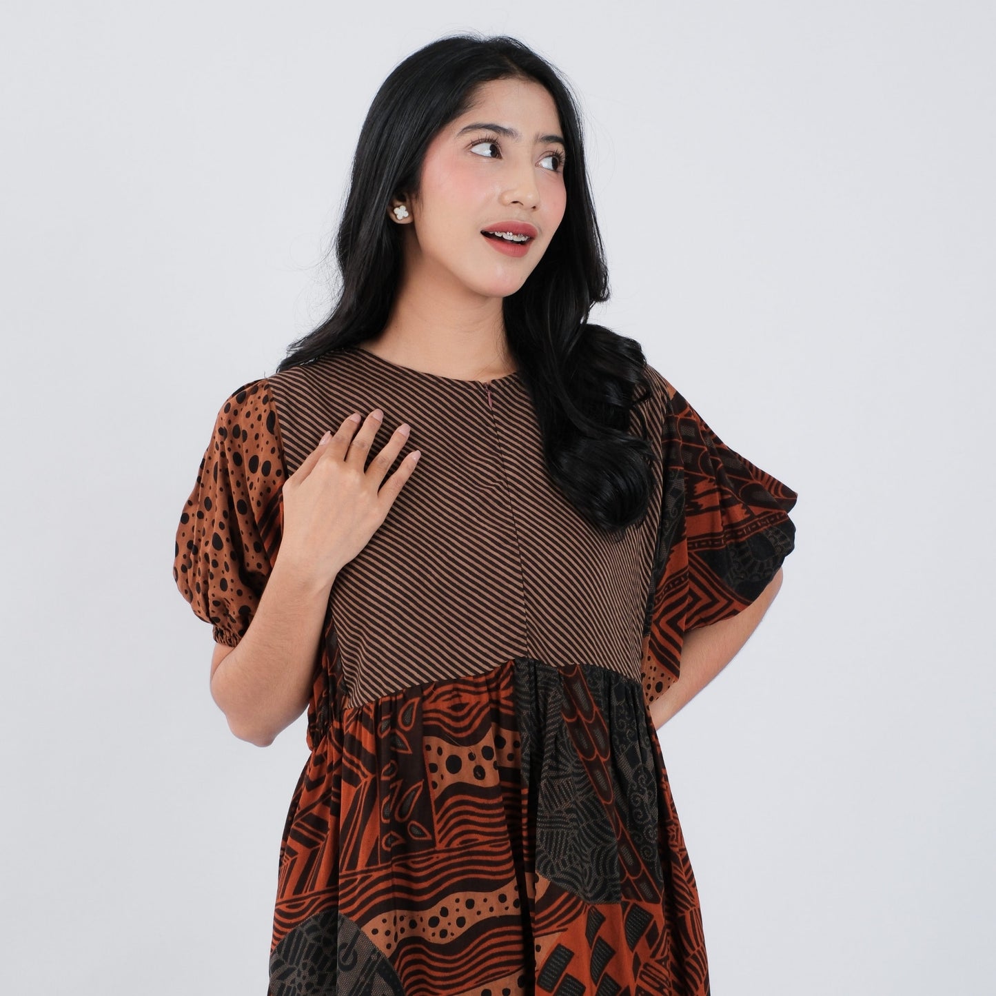 Dress Batik Resleting Rayon Premium - Batik Surya Teja (DBL 6-10)