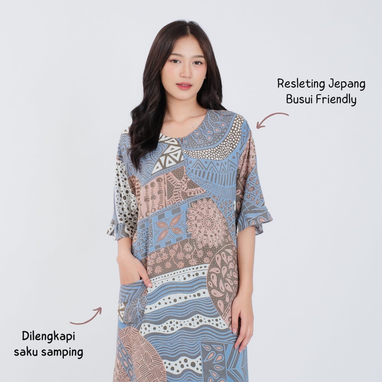 Daster Batik Resleting Rayon Premium - Batik Surya Teja (DRB 1-13)