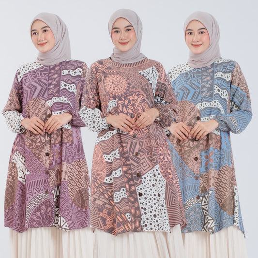 Atasan Wanita Tunik Batik Rayon Premium - Batik Surya Teja (TS 1-5)
