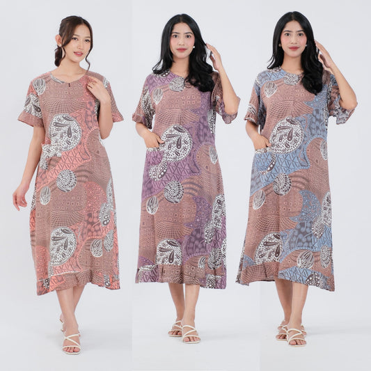 Daster Batik Resleting Rayon Premium - Batik Surya Teja (DAB 1-5)