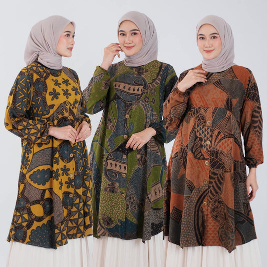 Atasan Wanita Tunik Batik Rayon Premium - Batik Surya Teja (TL 1-3)