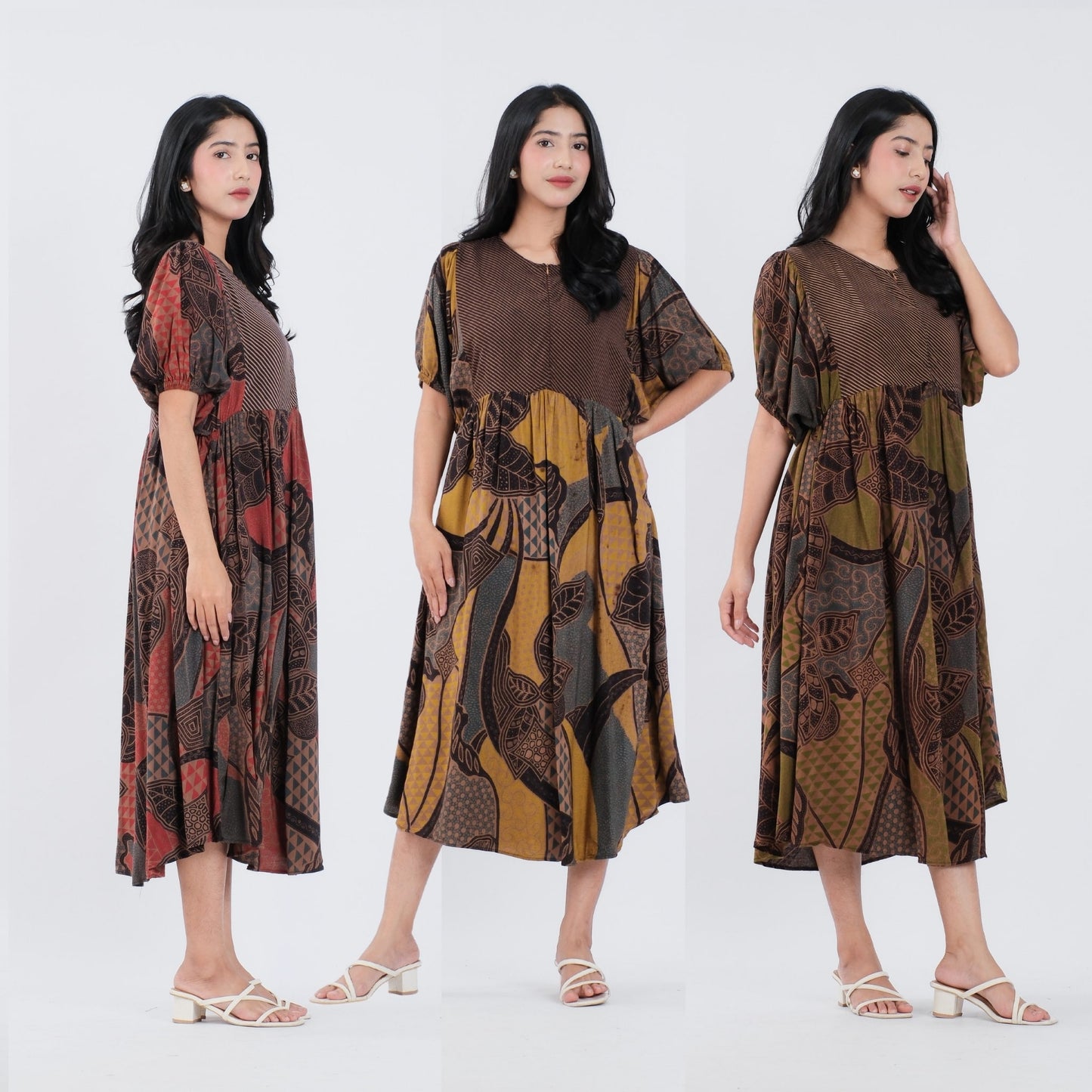 Dress Batik Resleting Rayon Premium - Batik Surya Teja (DBL 1-5)