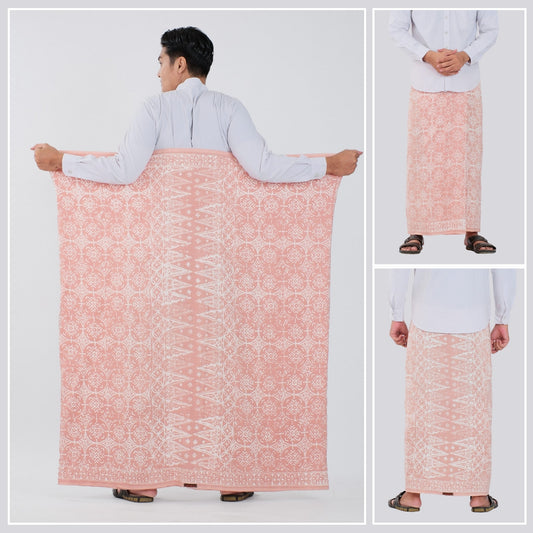 Sarung Batik Cap Peach Monokrom Rayon Premium - Batik Surya Teja (SPM 1-20)