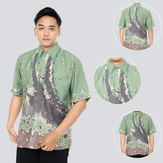 Kemeja Batik Pria Lengan Pendek Dobby Premium Lapis Furing - Batik Surya Teja (KDPE 11-15)