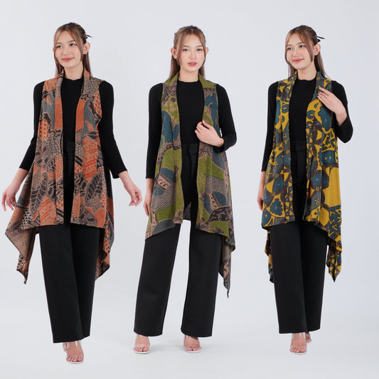 Outer Batik Tanpa Lengan Modern Wanita Rayon Premium - Batik Surya Teja (OB 1-3)