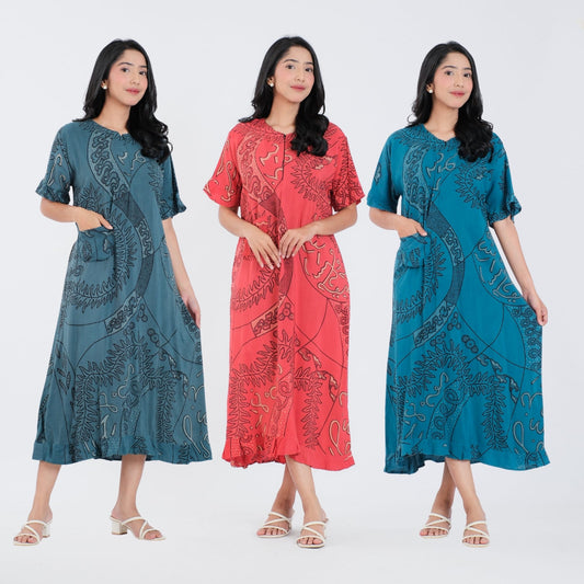 Daster Batik Resleting Rayon Premium - Batik Surya Teja (DB 1-5)