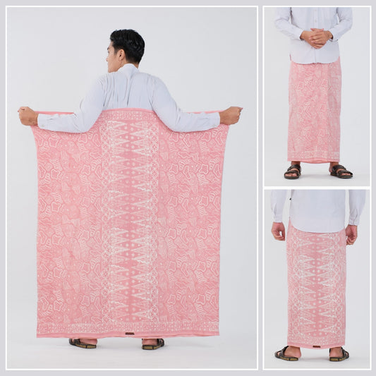 Sarung Batik Cap Baby Pink Monokrom Rayon Premium - Batik Surya Teja (SPM 4-17)