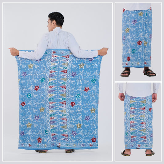 Sarung Batik Cap Sky Blue Colet Rayon Premium - Batik Surya Teja (SPC 3-18)