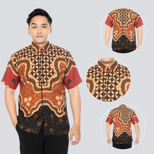 Kemeja Batik Pria Lengan Pendek Dobby Premium Lapis Furing - Batik Surya Teja (KDPE 6-10)