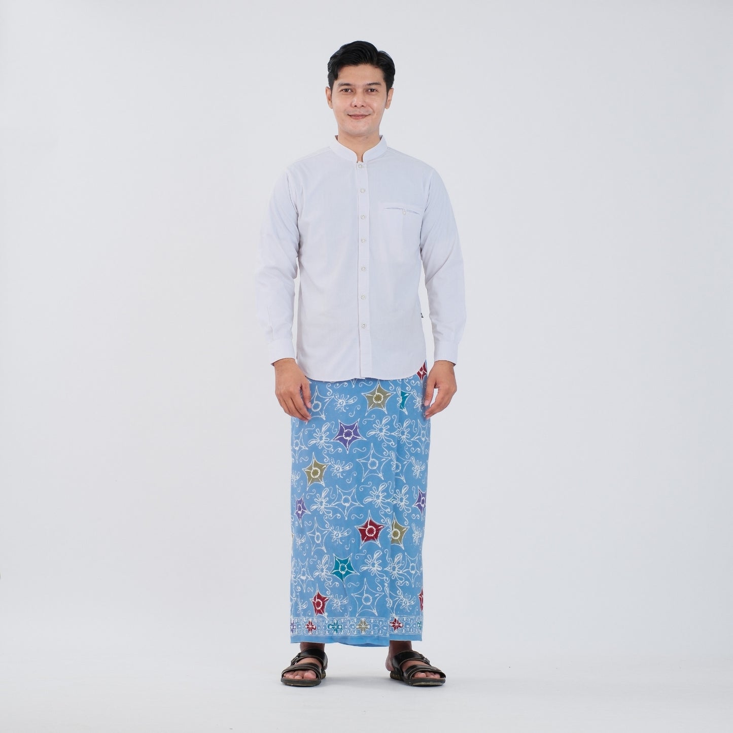 Sarung Batik Cap Sky Blue Colet Rayon Premium - Batik Surya Teja (SPC 3-18)