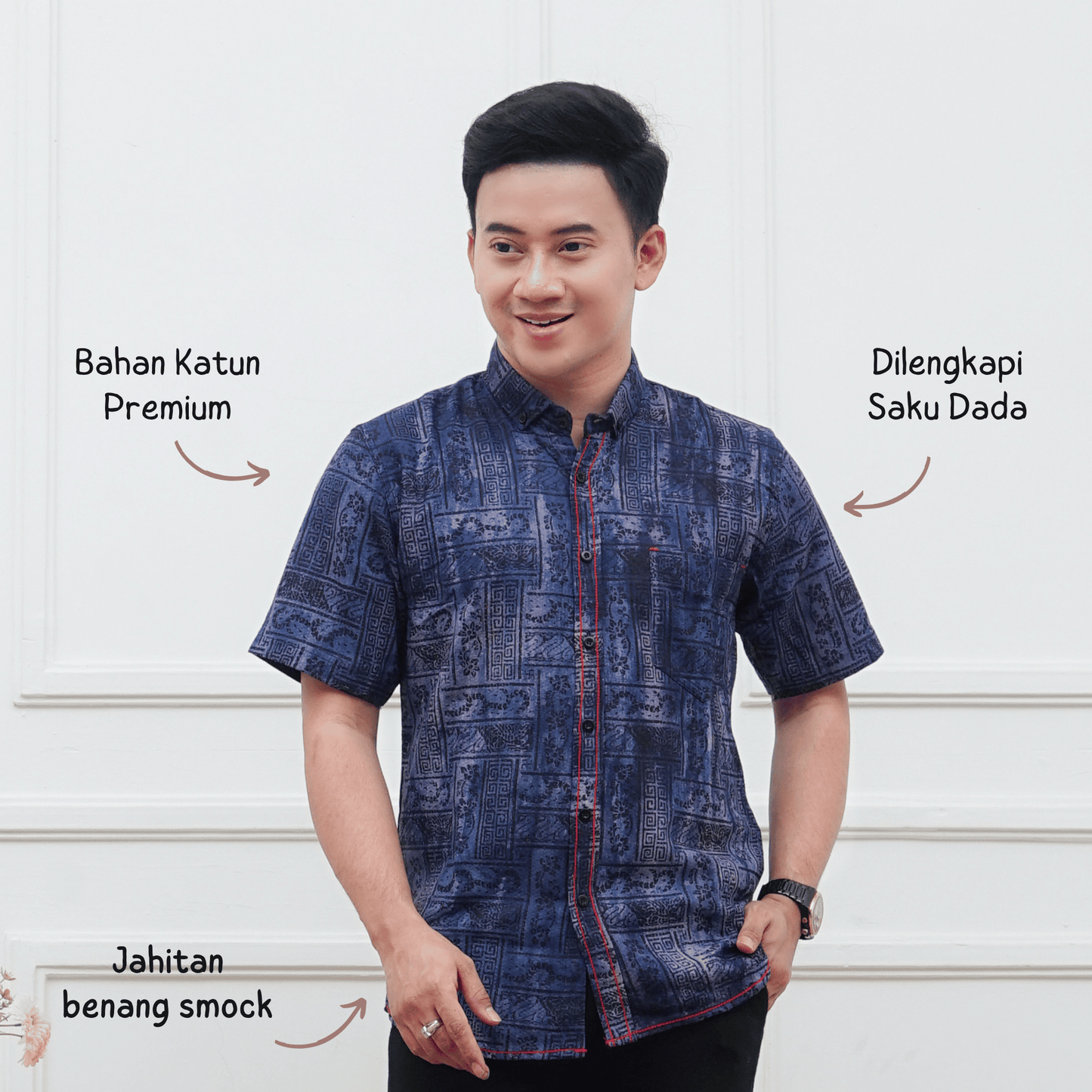 Kemeja Batik Pria Lengan Pendek Katun Premium Slimfit - Batik Surya Teja (KPES 1-6)