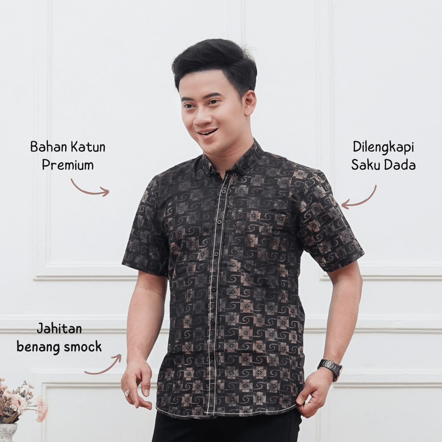 Kemeja Batik Pria Lengan Pendek Katun Premium Slimfit - Batik Surya Teja (KPES 7-11)
