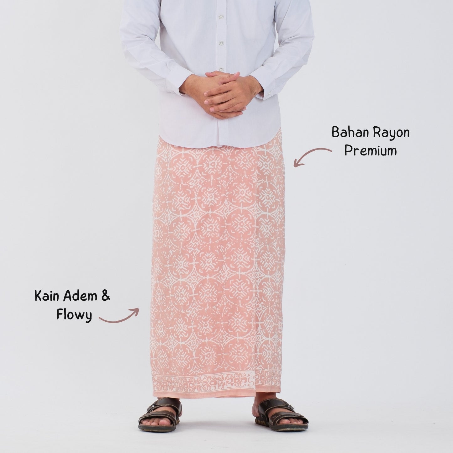 Sarung Batik Cap Peach Monokrom Rayon Premium - Batik Surya Teja (SPM 1-20)