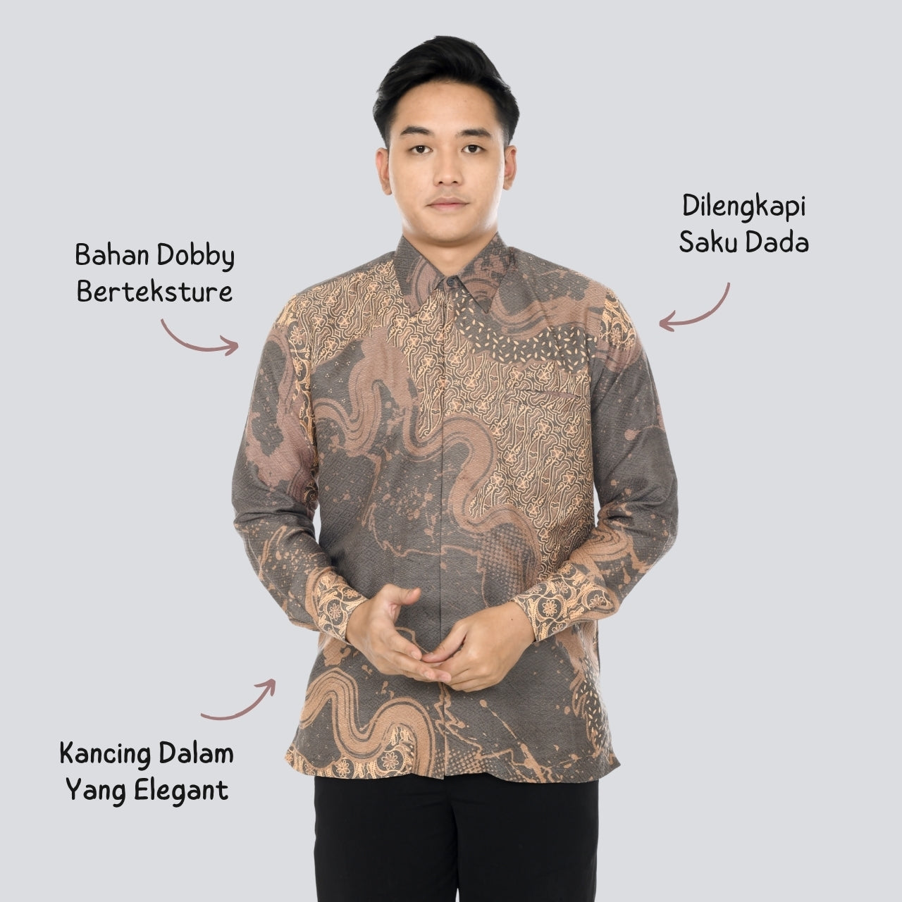 Kemeja Batik Pria Lengan Panjang Dobby Premium Lapis Furing - Batik Surya Teja (KDPA 6-10)