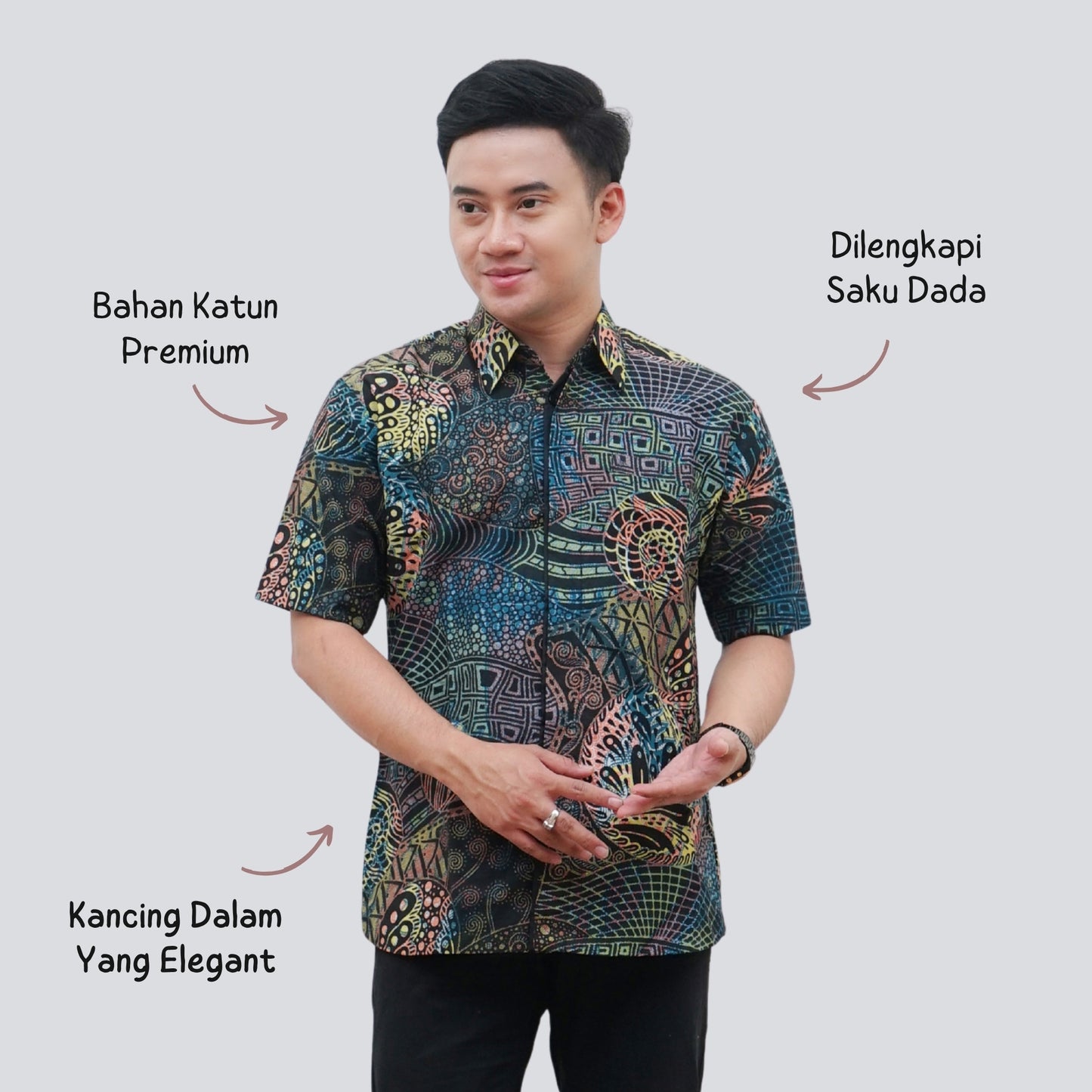 Kemeja Batik Pria Lengan Pendek Katun Premium Lapis Furing - Batik Surya Teja (KPE 1-5)