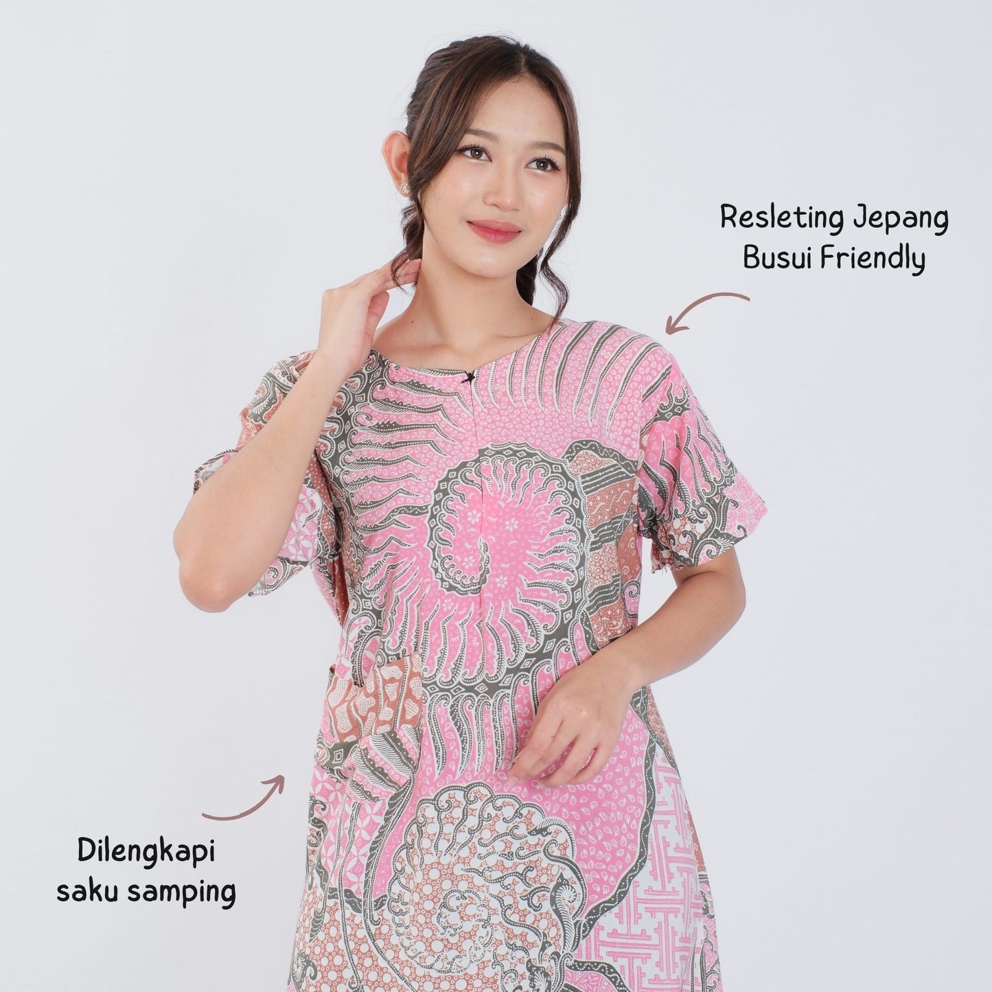 Daster Batik Resleting Rayon Premium - Batik Surya Teja (DS 1-5)