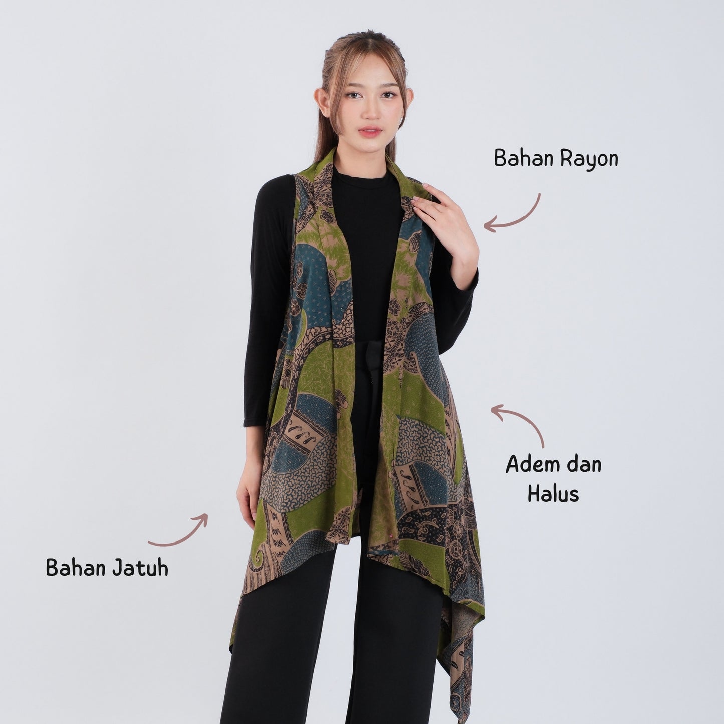 Outer Batik Tanpa Lengan Modern Wanita Rayon Premium - Batik Surya Teja (OB 1-3)