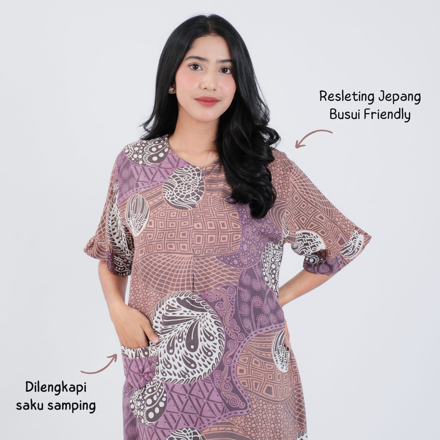 Daster Batik Resleting Rayon Premium - Batik Surya Teja (DAB 1-5)