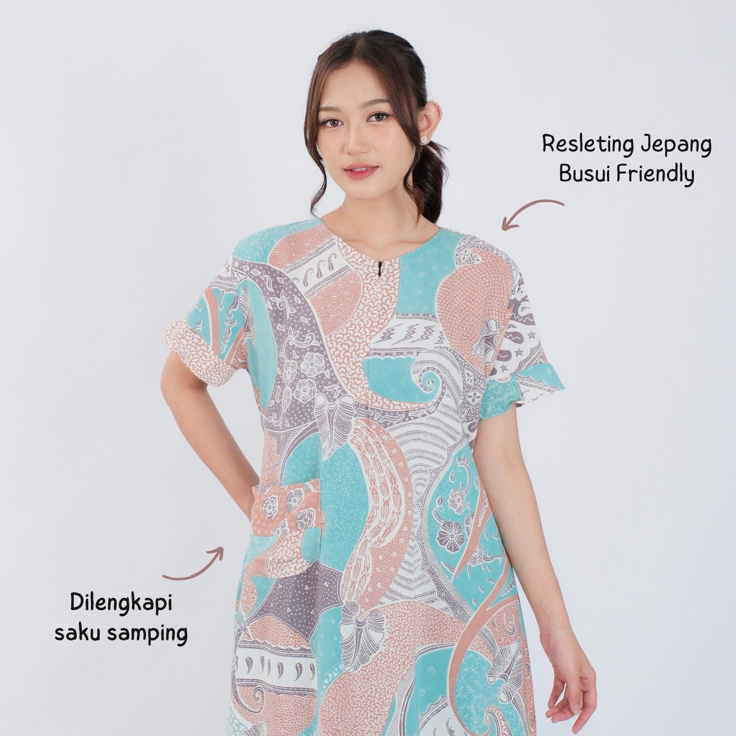 Daster Batik Resleting Rayon Premium - Batik Surya Teja (DS 6-10)