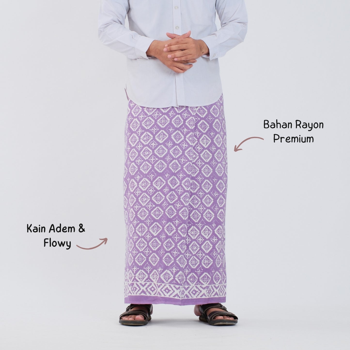 Sarung Batik Cap Lavender Monokrom Rayon Premium - Batik Surya Teja (SPM 3-18)