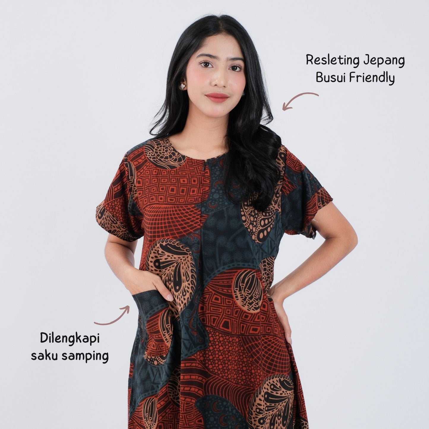 Daster Batik Resleting Rayon Premium - Batik Surya Teja (DL 16-20)