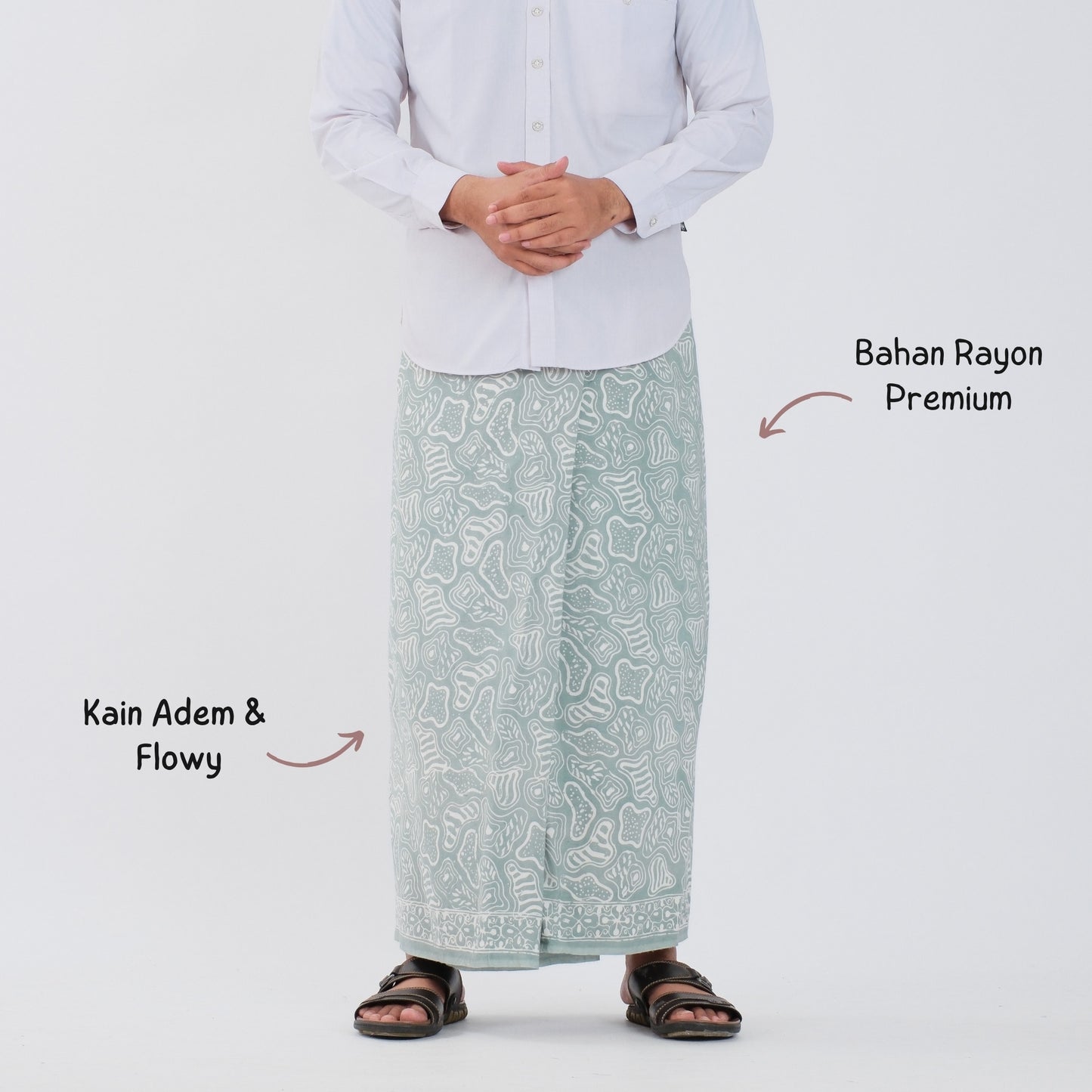 Sarung Batik Cap Sage Monokrom Rayon Premium - Batik Surya Teja (SPM 2-19)