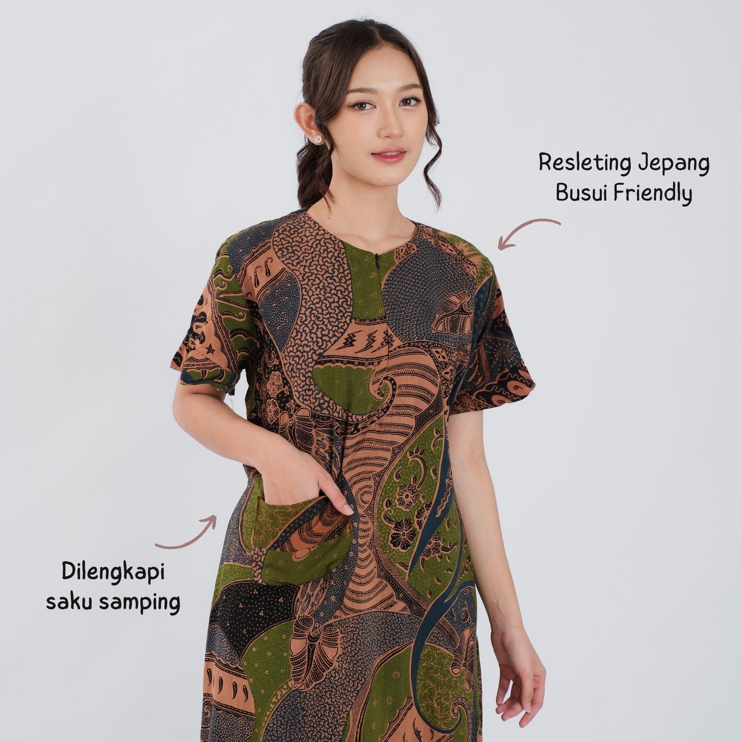 Daster Batik Resleting Rayon Premium - Batik Surya Teja (DL 6-10)