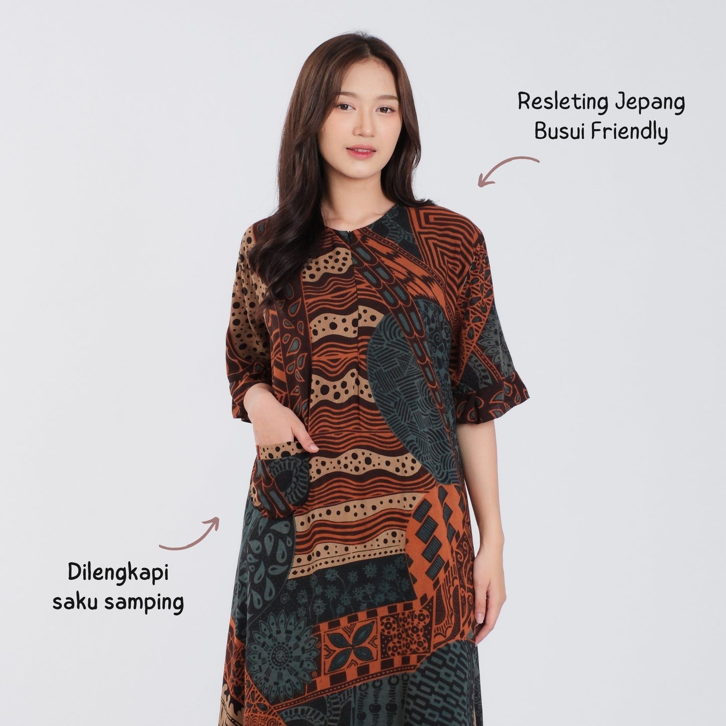 Daster Batik Resleting Rayon Premium - Batik Surya Teja (DL 11-15)