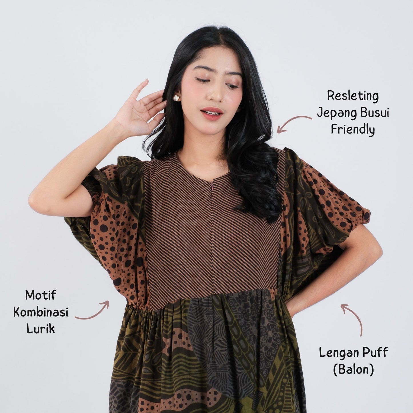 Dress Batik Resleting Rayon Premium - Batik Surya Teja (DBL 6-10)