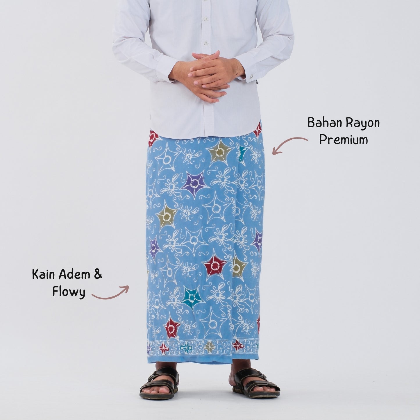 Sarung Batik Cap Sky Blue Colet Rayon Premium - Batik Surya Teja (SPC 3-18)