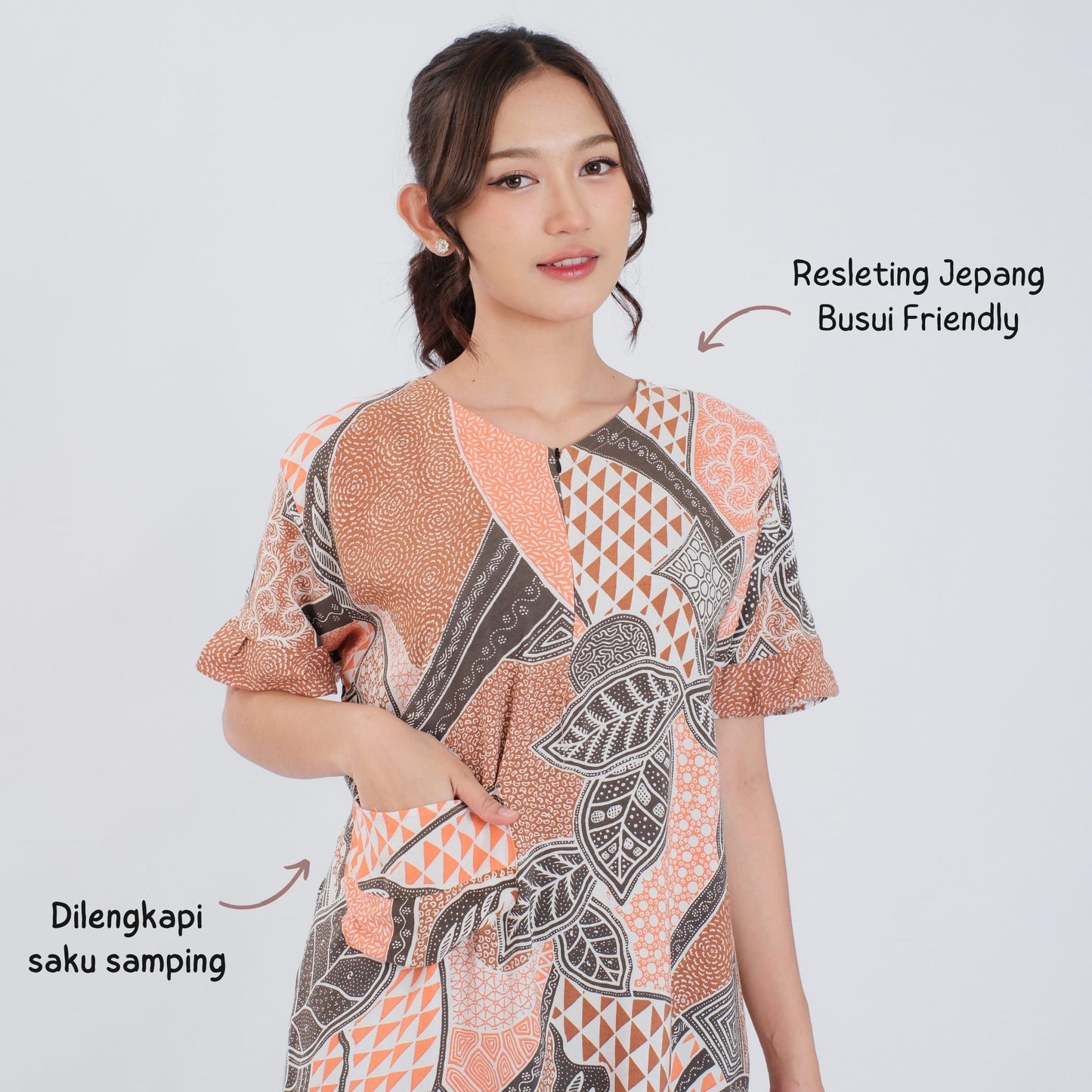 Daster Batik Resleting Rayon Premium - Batik Surya Teja (DRB 6-12)