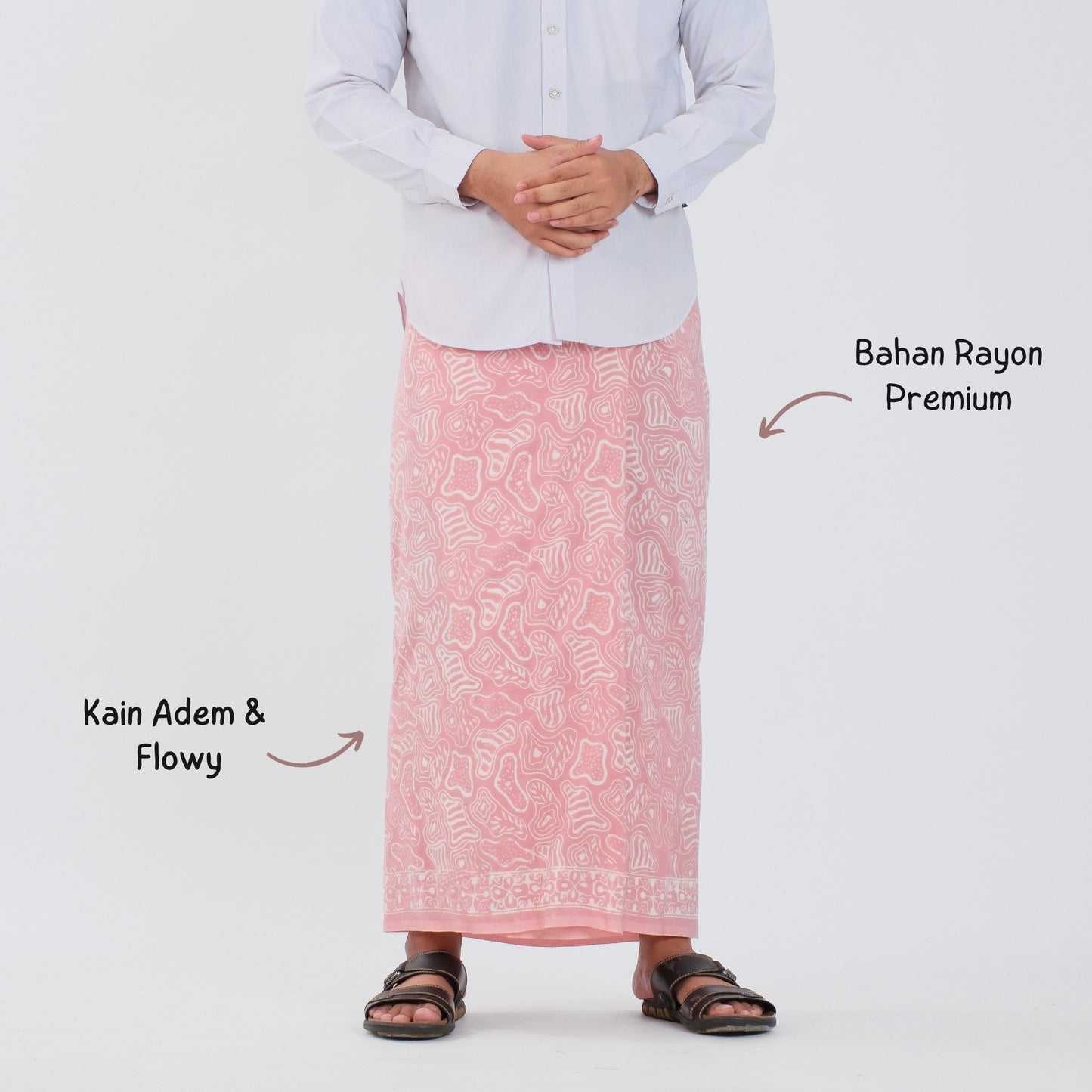 Sarung Batik Cap Baby Pink Monokrom Rayon Premium - Batik Surya Teja (SPM 4-17)