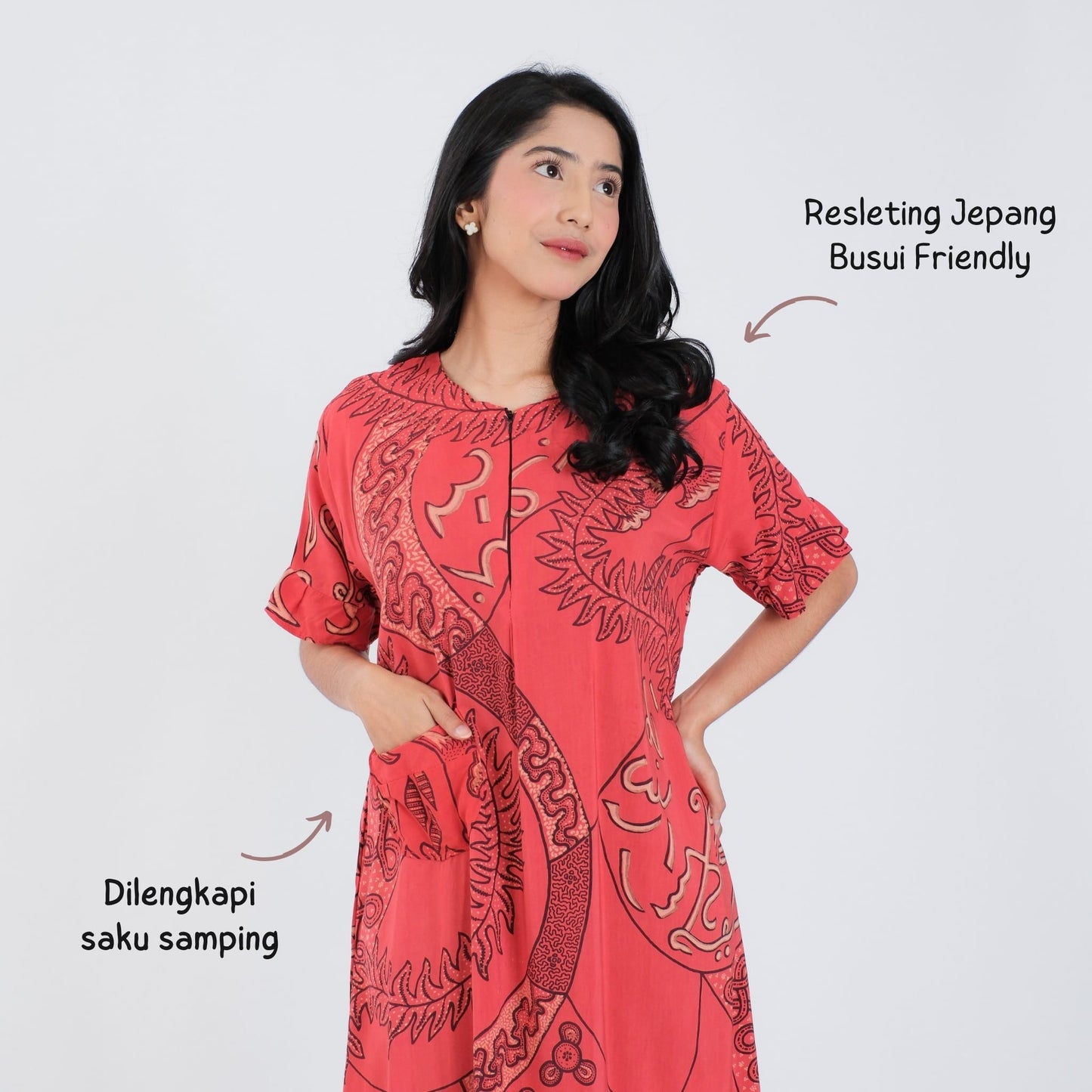 Daster Batik Resleting Rayon Premium - Batik Surya Teja (DB 1-5)