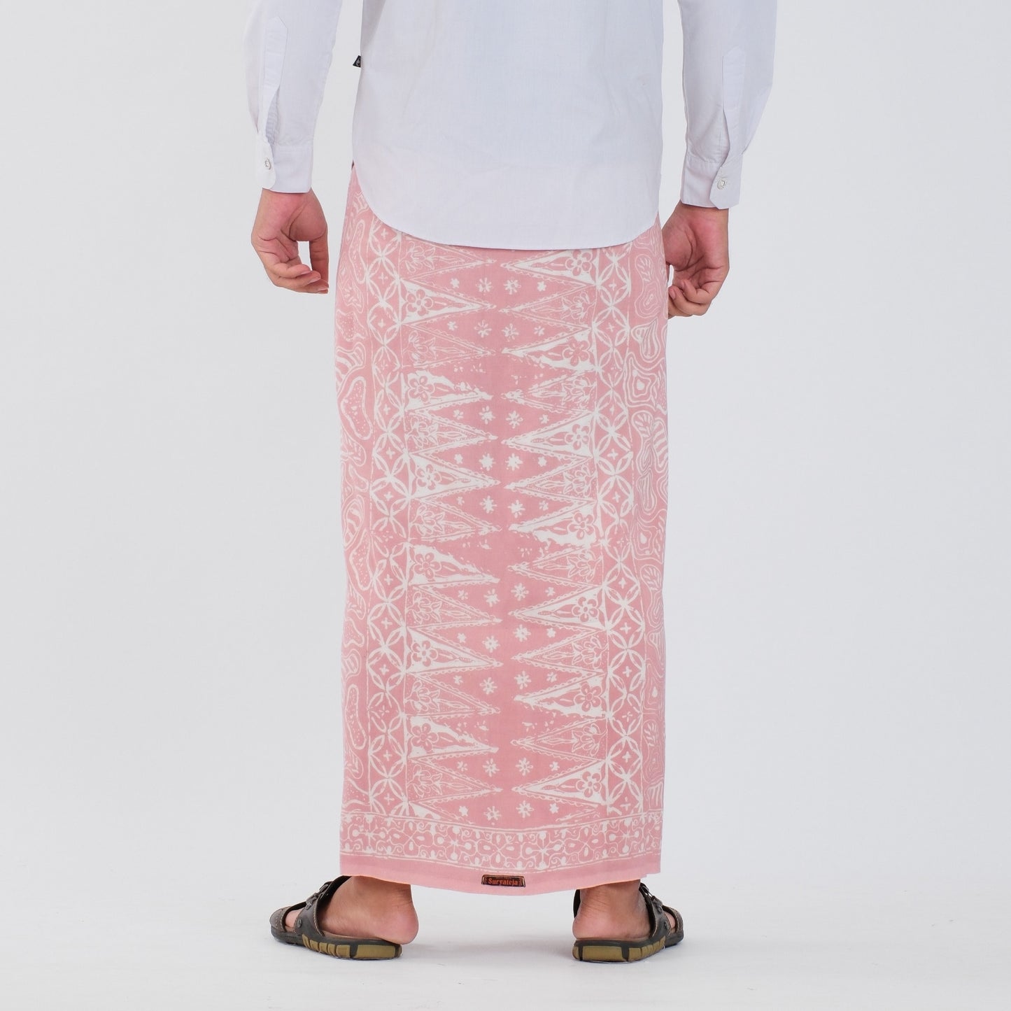 Sarung Batik Cap Baby Pink Monokrom Rayon Premium - Batik Surya Teja (SPM 4-17)