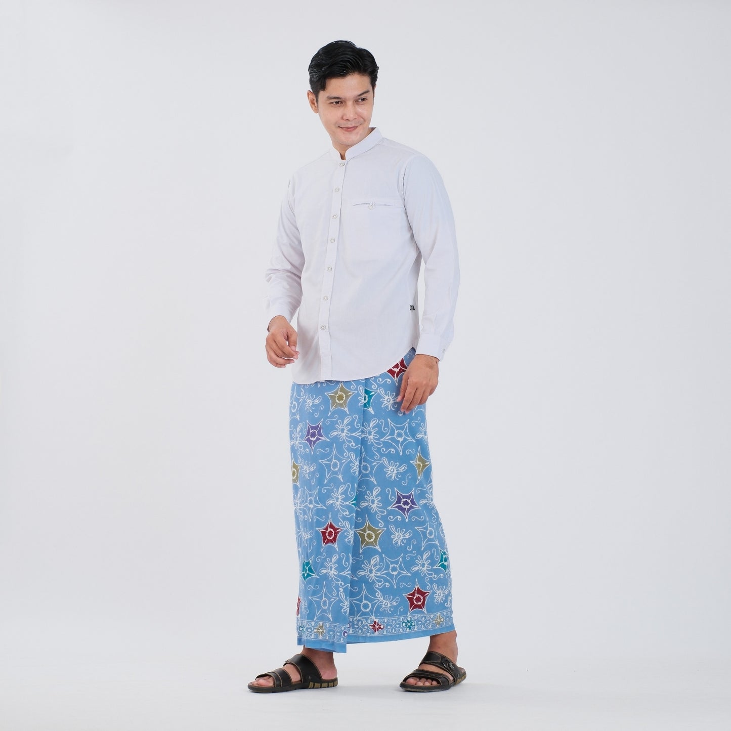 Sarung Batik Cap Sky Blue Colet Rayon Premium - Batik Surya Teja (SPC 3-18)