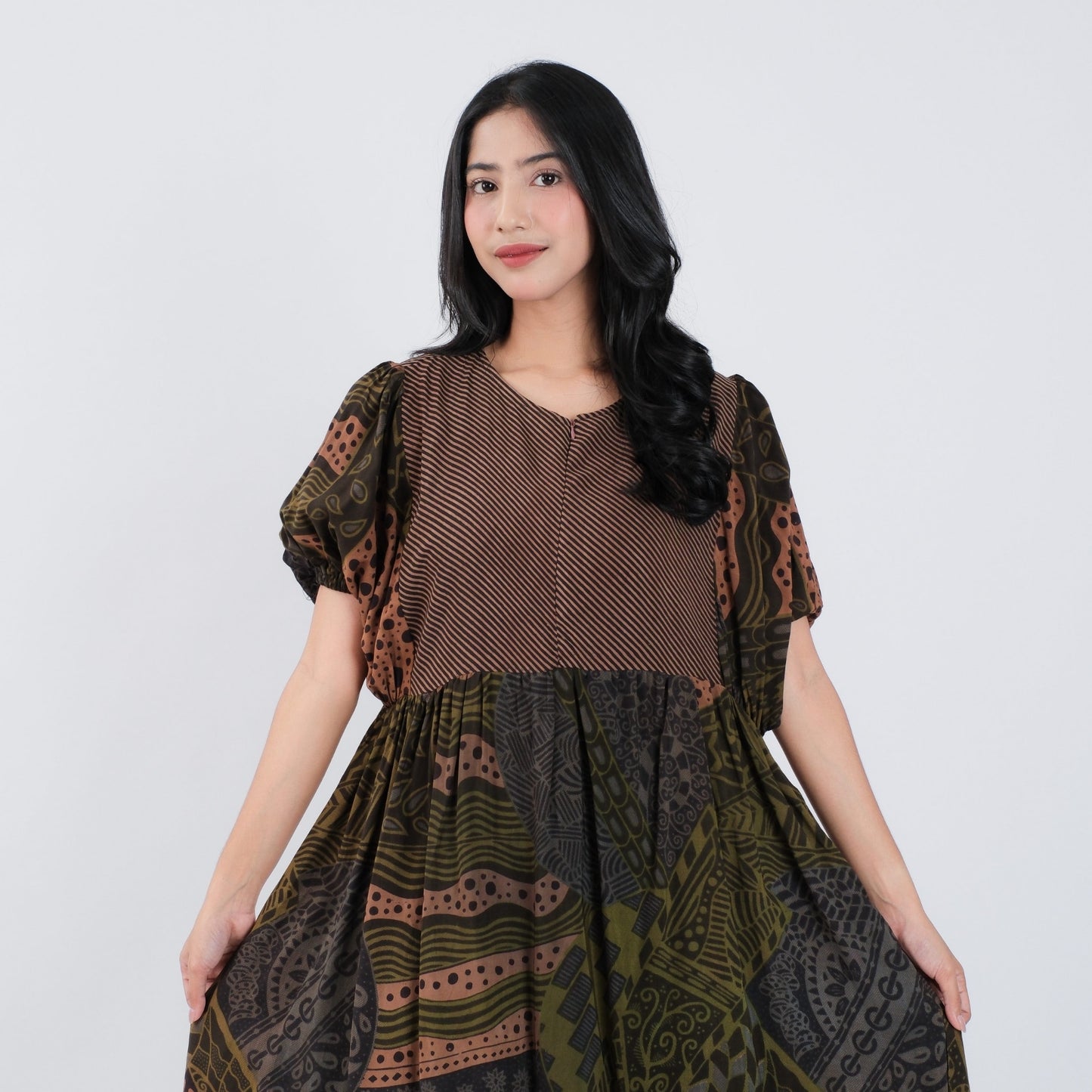 Dress Batik Resleting Rayon Premium - Batik Surya Teja (DBL 6-10)