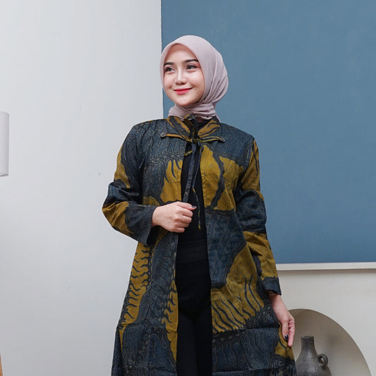 Outer Batik Wanita Long Cardigan Premium Lapis Furing Modern Surya Teja OWB-4