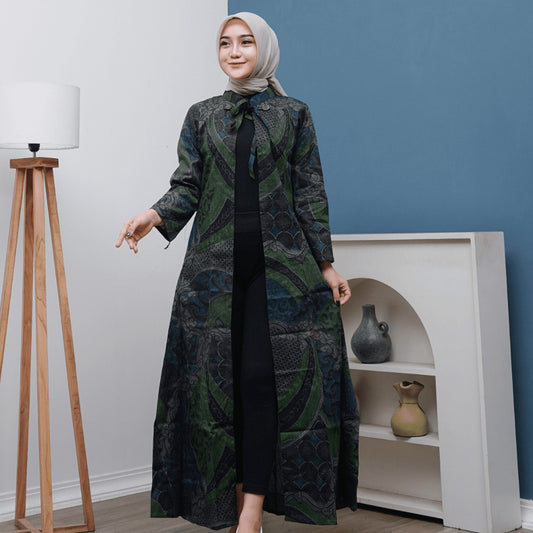 Outer Batik Wanita Long Cardigan Premium Lapis Furing Modern Surya Teja OWB-5